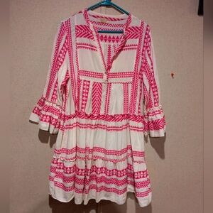 Sofia Made In Italy Handmade Mini Dress In Color White And Pink